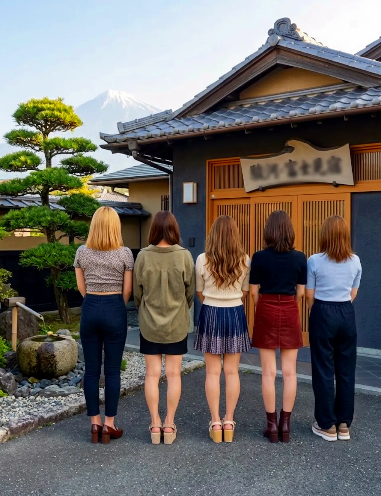 静岡市コンパニオン 宴会会場到着前のレディー集合写真